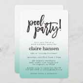 Stylish Teen Pool Party Birthday Invitation Kaart (Voorkant / Achterkant)