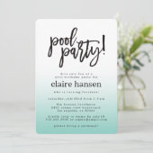 Stylish Teen Pool Party Birthday Invitation Kaart (Staand voorkant)
