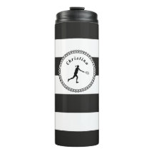 Stylish Tennis Girl Black & White Player's Name