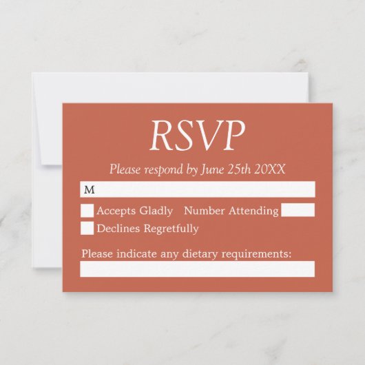 Stylish Terracotta Wedding RSVP Kaart (Voorkant)