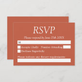 Stylish Terracotta Wedding RSVP Kaart (Voorkant / Achterkant)