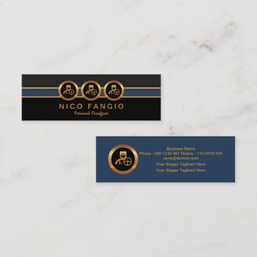 Stylish Three Chauffeur Icons Limousine Service Mini Visitekaartje (Voorkant / Achterkant)