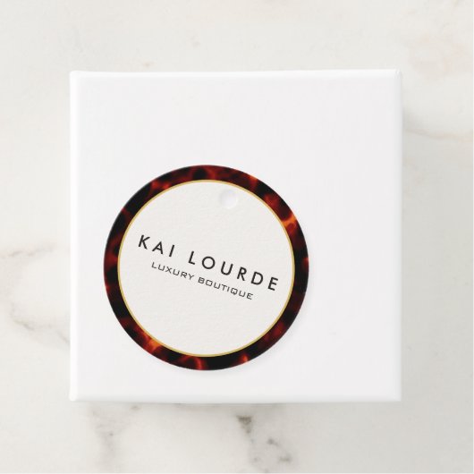 Stylish Tortoiseshell Chic Luxury Bedankjes Labels (In situ)
