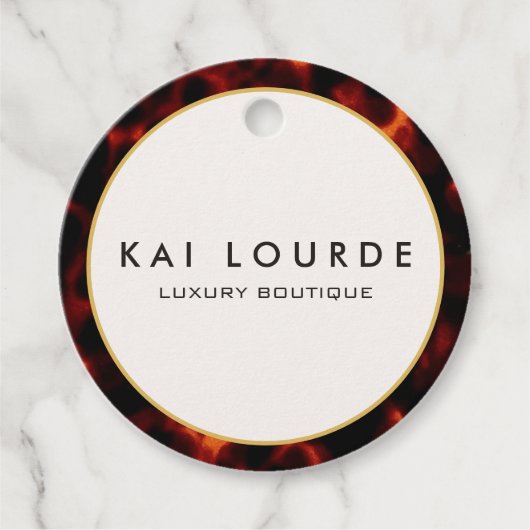 Stylish Tortoiseshell Chic Luxury Bedankjes Labels (Voorkant)