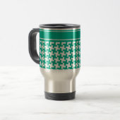 Stylish Travel Mug, Emerald Green Dogtooth Check Reisbeker (Voorkant links)
