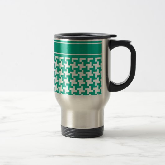 Stylish Travel Mug, Emerald Green Dogtooth Check Reisbeker (Rechts)