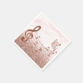 Stylish Treble Clef Musical Note Roos Gold Glitter Servet (Hoek)