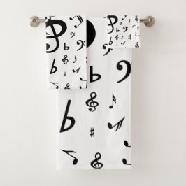 Stylish Treble Clef Wave Black and White Bad Handdoek