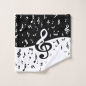 Stylish Treble Clef Wave Black and White Bad Handdoek (Wasdoekje)