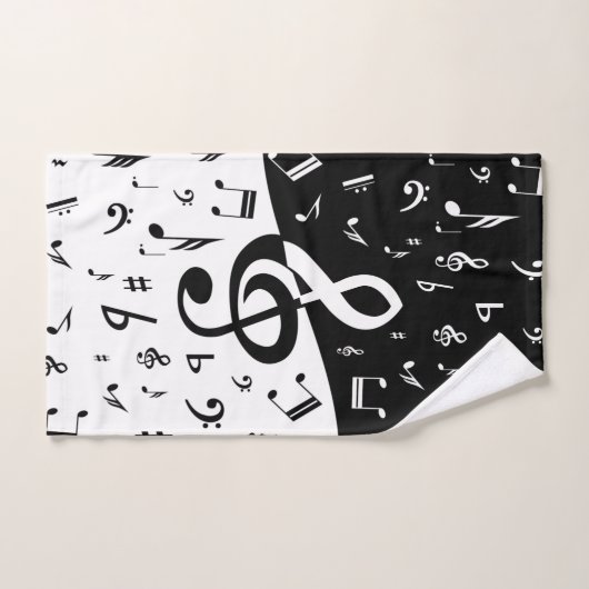 Stylish Treble Clef Wave Black and White Bad Handdoek (Handdoek)
