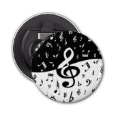 Stylish Treble Clef Wave Black and White Button Flesopener (Voorkant)