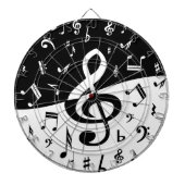 Stylish Treble Clef Wave Black and White Dartbord (Voorkant)