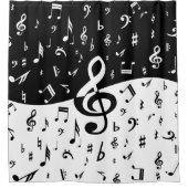 Stylish Treble Clef Wave Black and White Douchegordijn (Voorkant)