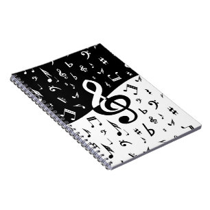 Stylish Treble Clef Wave Black and White Notitieboek