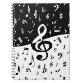 Stylish Treble Clef Wave Black and White Notitieboek (Voorkant)