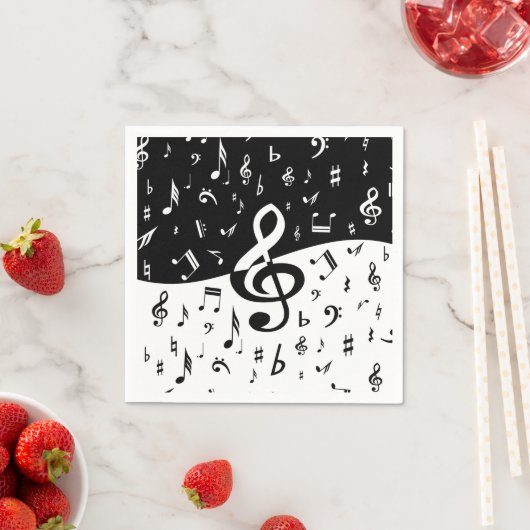 Stylish Treble Clef Wave Black and White Servetten (Insitu)