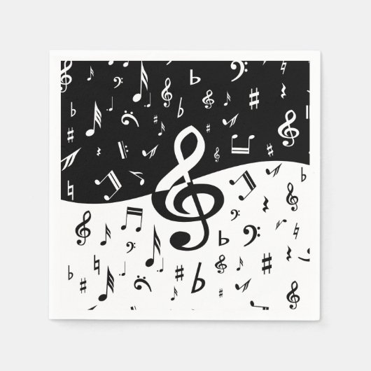Stylish Treble Clef Wave Black and White Servetten (Voorkant)