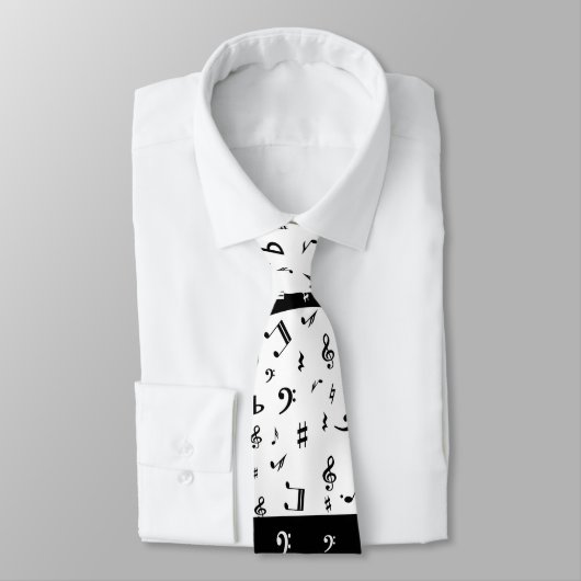 Stylish Treble Clef Wave Black and White Stropdas (Gebonden)