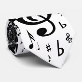 Stylish Treble Clef Wave Black and White Stropdas (Opgerold)