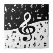 Stylish Treble Clef Wave Black and White Tegeltje (Voorkant)