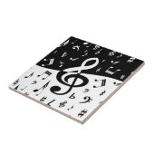 Stylish Treble Clef Wave Black and White Tegeltje (Zijkant)