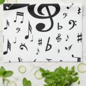 Stylish Treble Clef Wave Black and White Theedoek (Gevouwen)