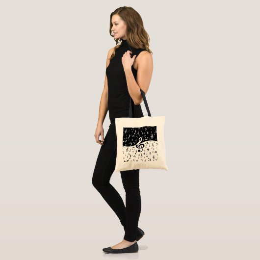 Stylish Treble Clef Wave Black and White Tote Bag (Voorkant (model))
