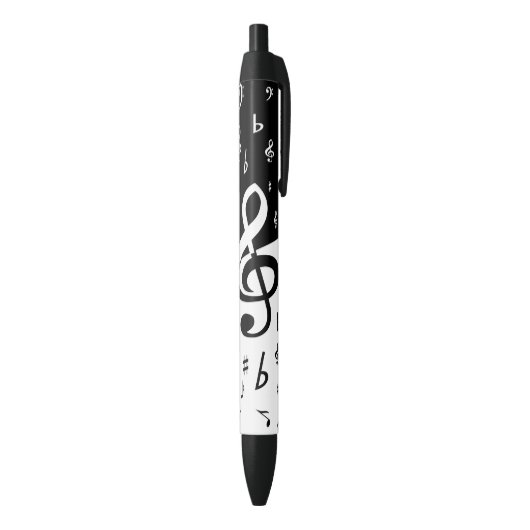 Stylish Treble Clef Wave Black and White Zwarte Inkt Pen (Achterkant (Verticaal))