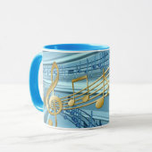 Stylish Trendy Baby Blue Musical Notes Mok (Voorkant links)