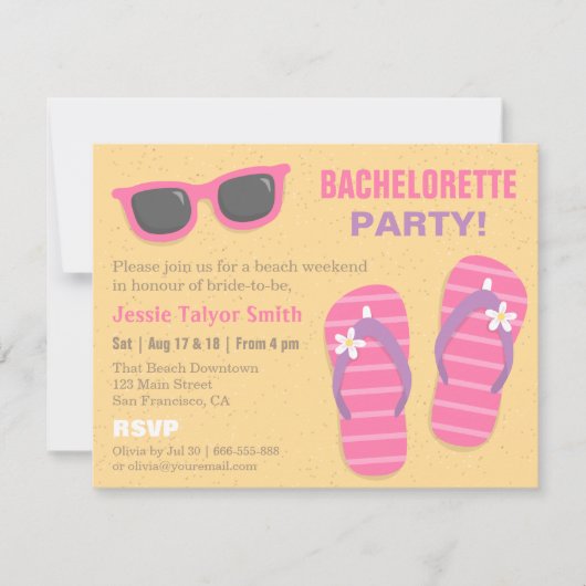 Stylish Trendy Beach Weekend Bachelorette Party Kaart (Voorkant)