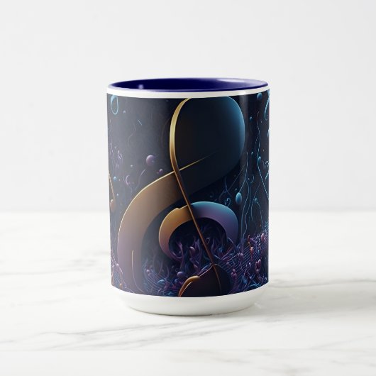 Stylish Trendy Blue Musical Notes Mok (Midden)