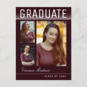 Stylish Trendy Chic 3 Photo Burgundy Afstuderen Briefkaart (Voorkant)