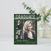 Stylish Trendy Chic 3 Photo Green Afstuderen Briefkaart (Staand voorkant)
