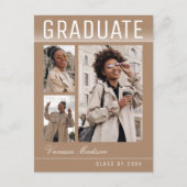 Stylish Trendy Chic 3 Photo Taupe Beige Afstuderen Briefkaart (Voorkant)