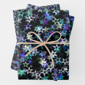 Stylish Trendy Cluster van Stars Theme Blue Paars Inpakpapier Vel (In situ)