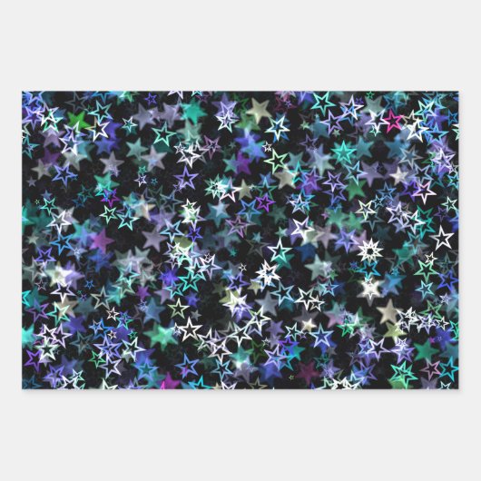 Stylish Trendy Cluster van Stars Theme Blue Paars Inpakpapier Vel (Voorkant)