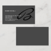 Stylish Trendy Grey Monogram Visitekaartje (Voorkant / Achterkant)