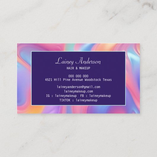 Stylish Trendy groovy neon faux holographic Visitekaartje (Achterkant)