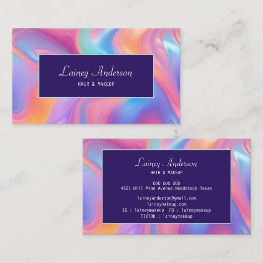 Stylish Trendy groovy neon faux holographic Visitekaartje (Voorkant / Achterkant)