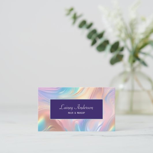 Stylish Trendy groovy pastel faux holographic Visitekaartje (Staand voorkant)