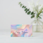 Stylish Trendy groovy pastel faux holograpic Visitekaartje (Staand voorkant)