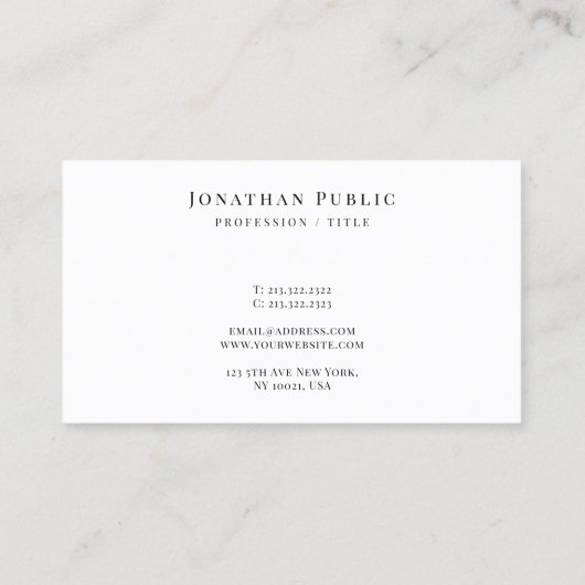 Stylish Trendy Modern Minimalist Template Script Visitekaartje (Achterkant)