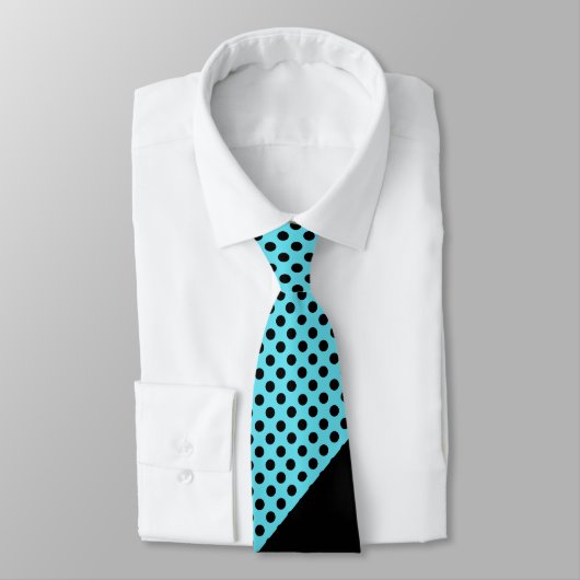 Stylish Turquoise & Black Polka Dot Monogram Strop Stropdas (Gebonden)