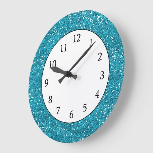 Stylish Turquoise Blue Glitter Grote Klok (Hoek)