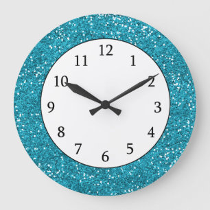 Stylish Turquoise Blue Glitter Grote Klok