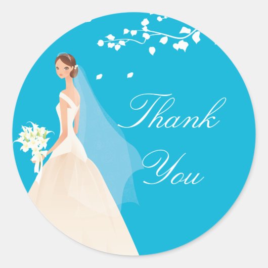 Stylish Turquoise Bride Bridal Shower Sticker (Voorkant)