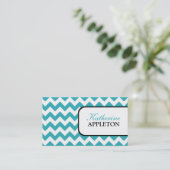 Stylish Turquoise Chevron Visitekaartjes (Staand voorkant)