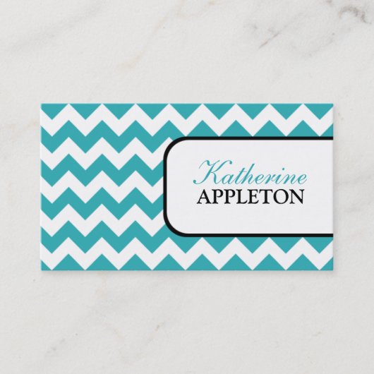 Stylish Turquoise Chevron Visitekaartjes (Voorkant)
