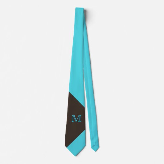 Stylish Turquoise en Brown Monogram Stropdas (Voorkant)