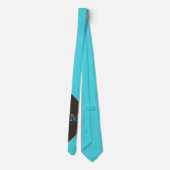 Stylish Turquoise en Brown Monogram Stropdas (Achterkant)